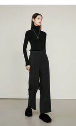Luxe High-Waist Wool Blend Wide-Leg Trousers