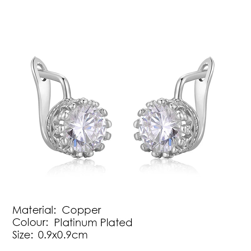 Stud Earrings For Women Classic Six Claw Clear AAA+Cubic Zirconia Rose Gold Color Fashion Jewelry For Female KAE094