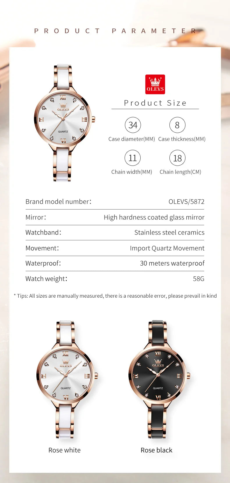 OLEVS 5872 Luxury Top Brand Watch For Women Waterproof Luminous Original Quartz Ladies Wristwatch Fashion Women's Watches