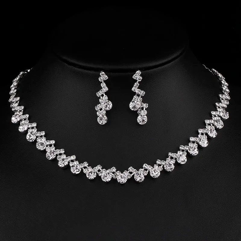 BLIJERY Fashion Bridesmaid Bridal Jewelry Sets for Women Rhinestone Crystal Necklace Earrings Sets Prom Wedding Jewelry Sets