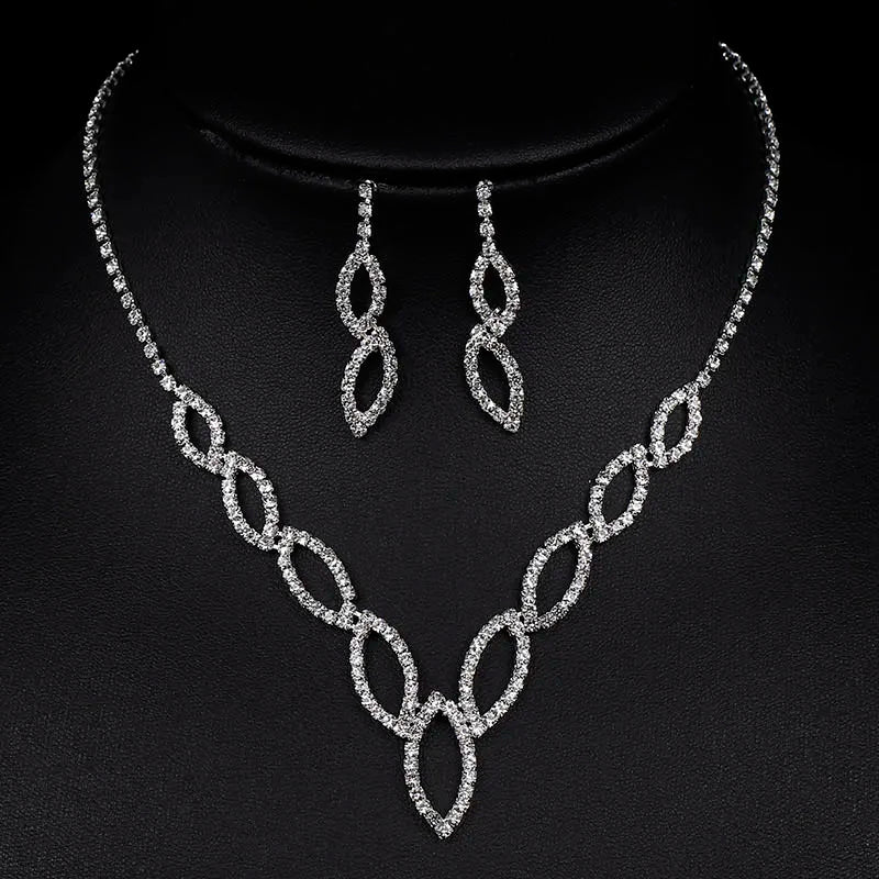 BLIJERY Fashion Bridesmaid Bridal Jewelry Sets for Women Rhinestone Crystal Necklace Earrings Sets Prom Wedding Jewelry Sets