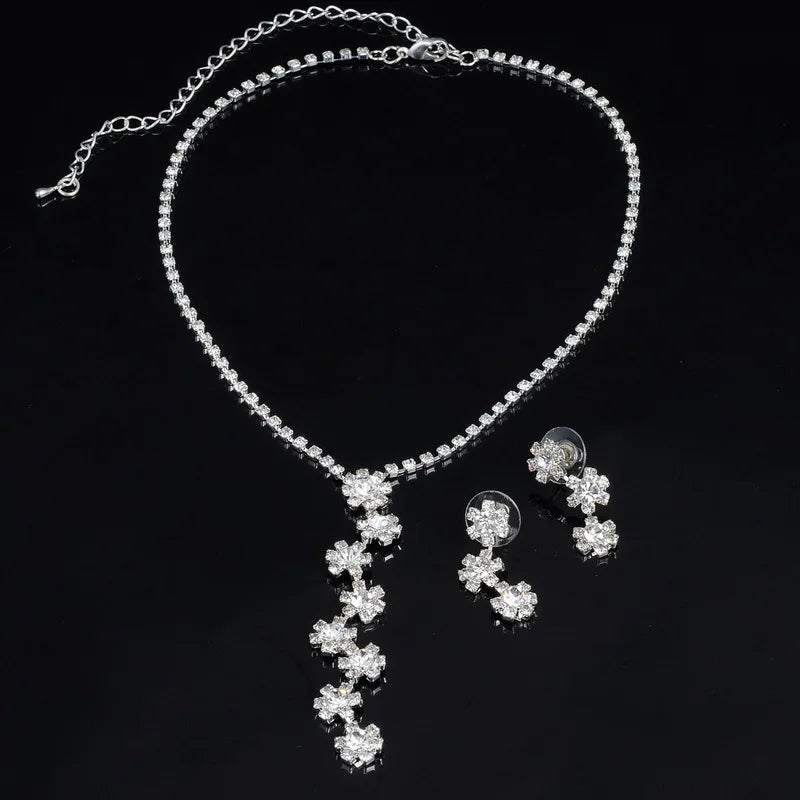 BLIJERY Fashion Bridesmaid Bridal Jewelry Sets for Women Rhinestone Crystal Necklace Earrings Sets Prom Wedding Jewelry Sets
