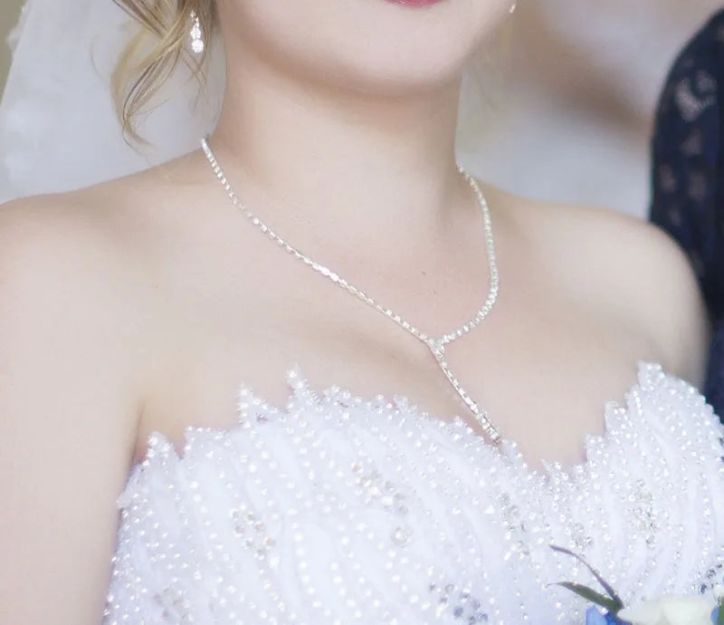 BLIJERY Fashion Bridesmaid Bridal Jewelry Sets for Women Rhinestone Crystal Necklace Earrings Sets Prom Wedding Jewelry Sets