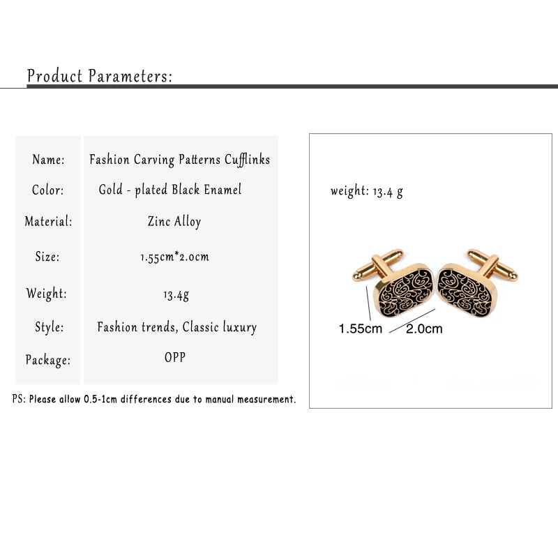 High-end men's shirts Cufflinks collection accessories classic Man Fashion Design carving Cufflink for Mens Cuff Links gemelos