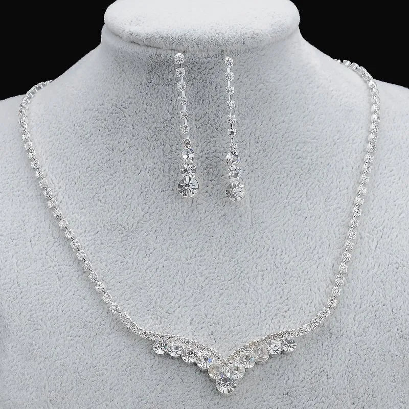 BLIJERY Fashion Bridesmaid Bridal Jewelry Sets for Women Rhinestone Crystal Necklace Earrings Sets Prom Wedding Jewelry Sets