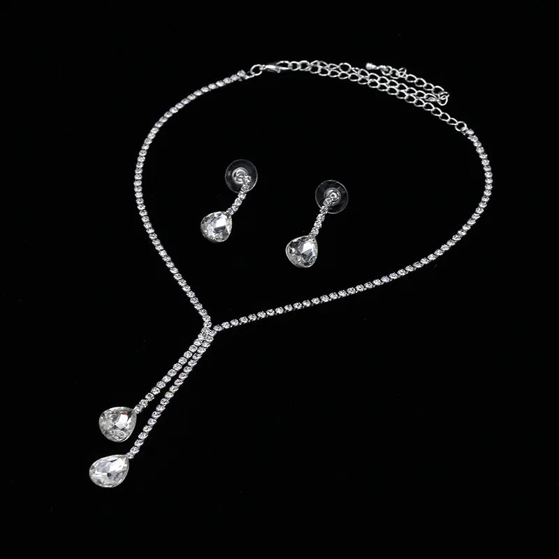 BLIJERY Fashion Bridesmaid Bridal Jewelry Sets for Women Rhinestone Crystal Necklace Earrings Sets Prom Wedding Jewelry Sets