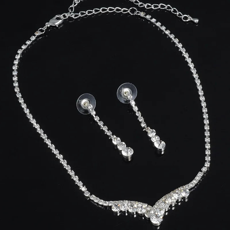 BLIJERY Fashion Bridesmaid Bridal Jewelry Sets for Women Rhinestone Crystal Necklace Earrings Sets Prom Wedding Jewelry Sets