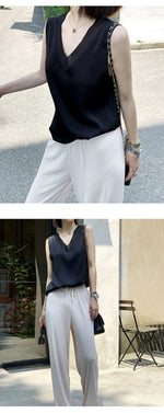Women's Black Blouses Summer Elegant Tunic Vintage Office Satin Silk Blouse Basic Chiffon Tops Shirt 2025 For Women