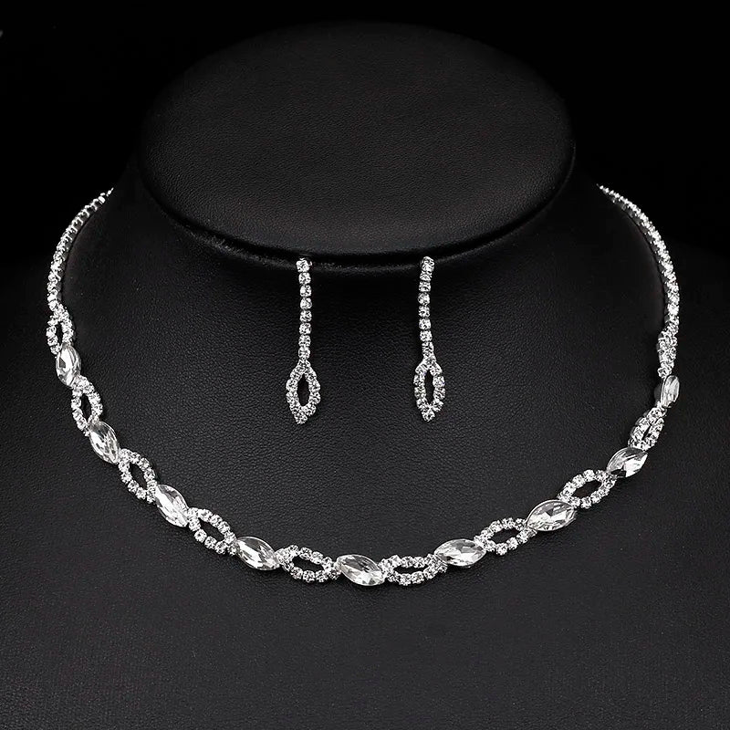 BLIJERY Fashion Bridesmaid Bridal Jewelry Sets for Women Rhinestone Crystal Necklace Earrings Sets Prom Wedding Jewelry Sets