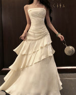 French High-end Long Ruffled Niche Light Luxury Slim-fit Sling dress Adult Ceremony Fishtail Birthday Gown