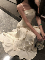 French High-end Long Ruffled Niche Light Luxury Slim-fit Sling dress Adult Ceremony Fishtail Birthday Gown