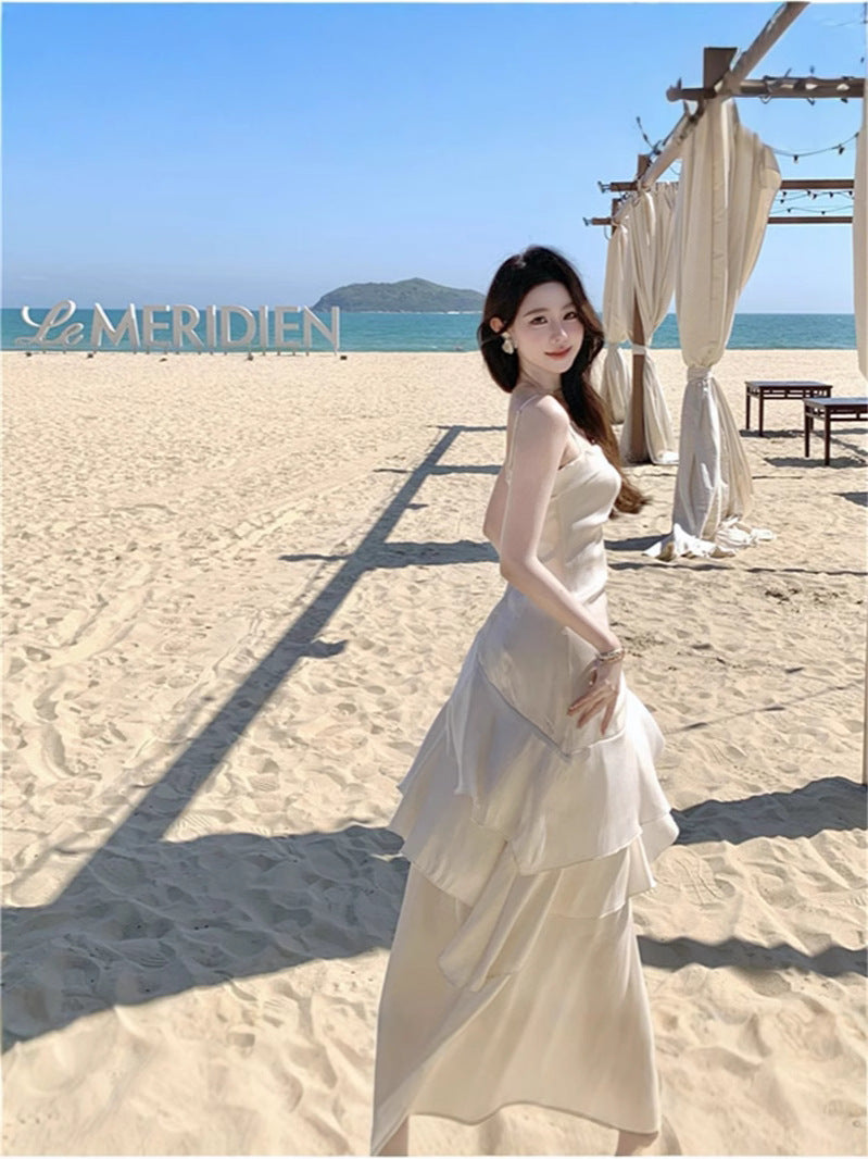 2025 Summer New High-end Sense Niche Light Luxury Sling dress Long Adult Ceremony Slim-fit Birthday Dress
