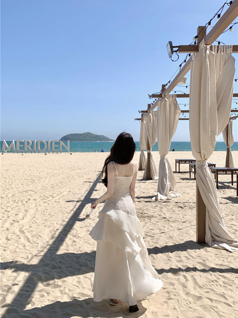 2025 Summer New High-end Sense Niche Light Luxury Sling dress Long Adult Ceremony Slim-fit Birthday Dress