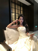 French High-end Long Ruffled Niche Light Luxury Slim-fit Sling dress Adult Ceremony Fishtail Birthday Gown