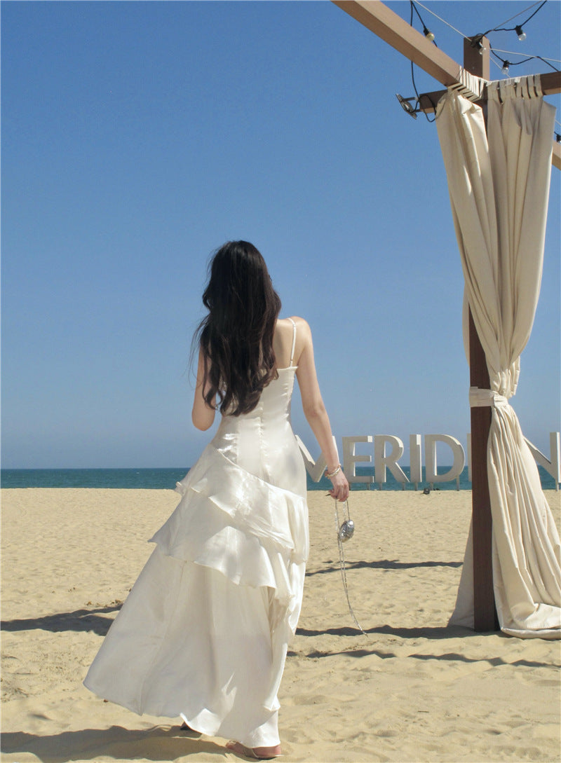 2025 Summer New High-end Sense Niche Light Luxury Sling dress Long Adult Ceremony Slim-fit Birthday Dress