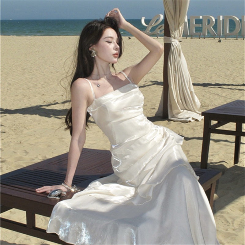 2025 Summer New High-end Sense Niche Light Luxury Sling dress Long Adult Ceremony Slim-fit Birthday Dress
