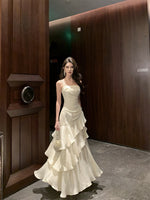 French High-end Long Ruffled Niche Light Luxury Slim-fit Sling dress Adult Ceremony Fishtail Birthday Gown