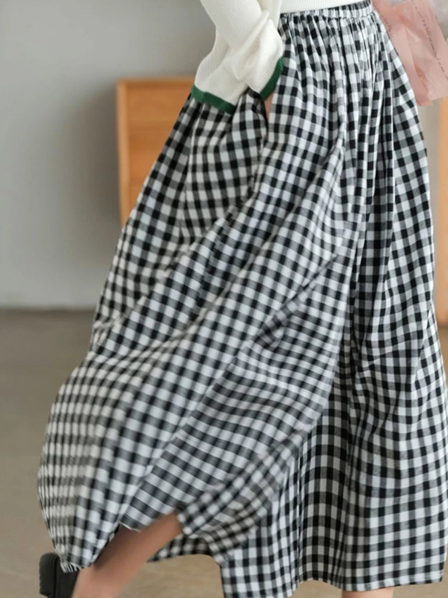 Elegant Woman Dress Plaid Pants Thin Cotton Linen Wide Leg Trousers Women 2023 Summer High Waist Baggy Jogger Pants Sweatpants