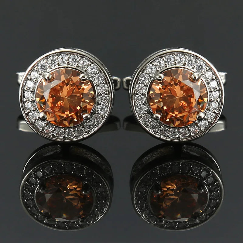 French Cufflinks for Men Light Luxury Women English Rhinestone Shirts Sleeve Studs High-end Business Banquet Suits Cuff Buttons