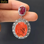 Big Round Drop Earrings Women Luxury Jewelry Shiny Zircon Wedding Bride Dinner Party Green Orange White Dangle Earrings