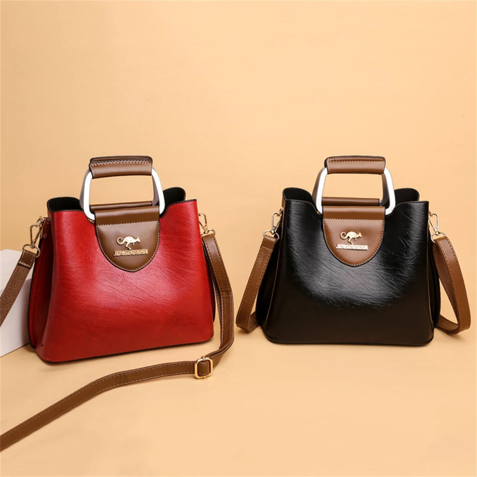 Vintage Luxe Leather Tote | Elegant Women's Shoulder & Crossbody Handbag