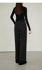 Luxe High-Waist Wool Blend Wide-Leg Trousers