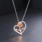 Pendant Heart Necklaces For Women Zircon Aesthetic Rose Flower Choker Chains Silver Color Gifts jewelry Wholesale N172