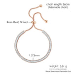Tennis Bracelet For Women 1.5*3 mm Sparking Zircon Jewerlly Rose Gold Color Handmade Friends Gift Cute Jewelry Wholesale H017