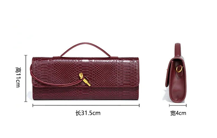 Luxury Design Top-Handle Bag for Women Evening Handbag Long Purse PU Snakeskin Pattern Crossbody Shoulder Bags Fashion Outfits