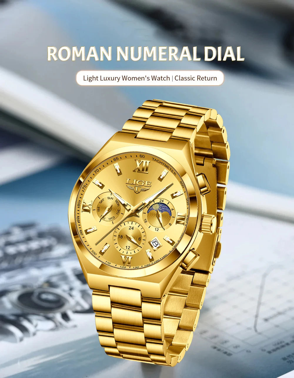 LIGE Top Brand Luxury Watch Women Simple Ladies Analog Quartz Wrist Watches Fashion Casual Waterproof Female Clock Montre Femme