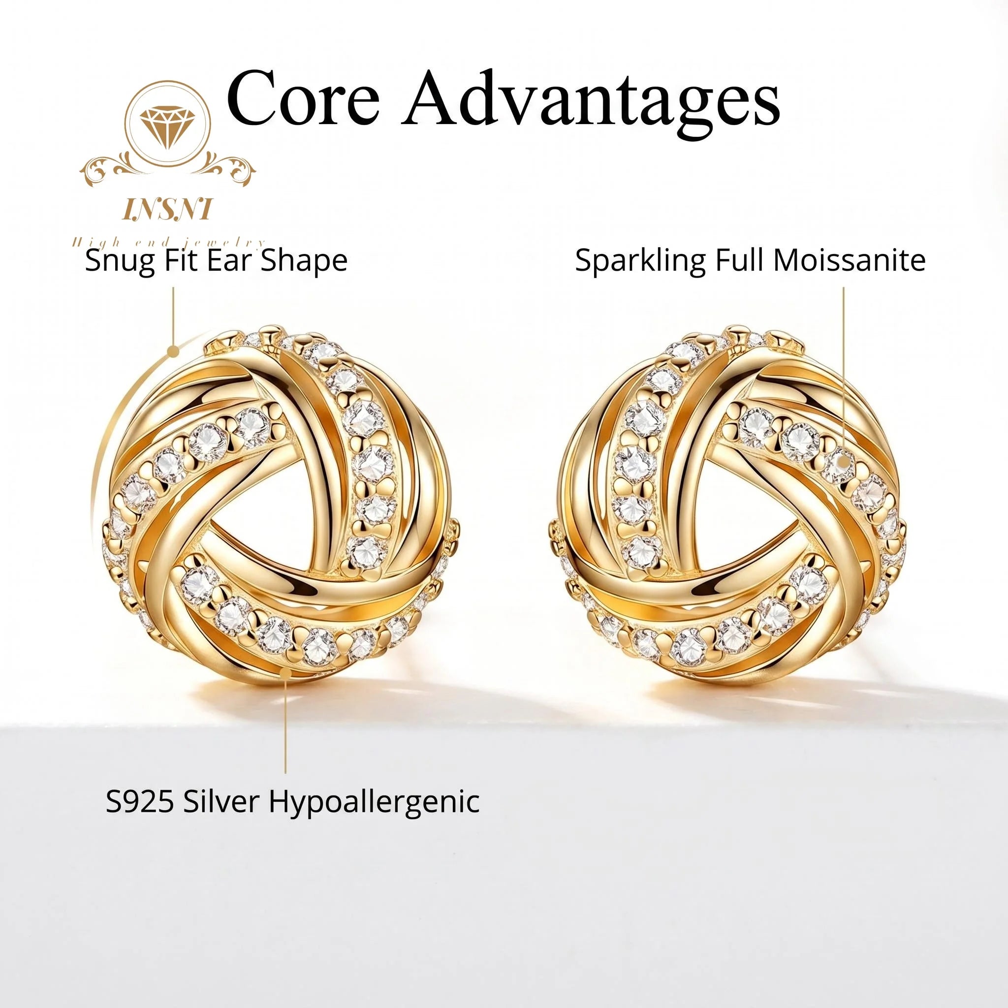 Diamond-studded Entwined Triangular Stud Earrings Exquisite Sweet Earrings for Women Affordable Luxury Gifts Commuting Jewelry
