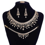 Luxurious Wedding Jewelry Sets HADIYANA Bridal Jewelery Drop Bracelet Earring Necklace And Ring Set BN8963 Dress  Accessories