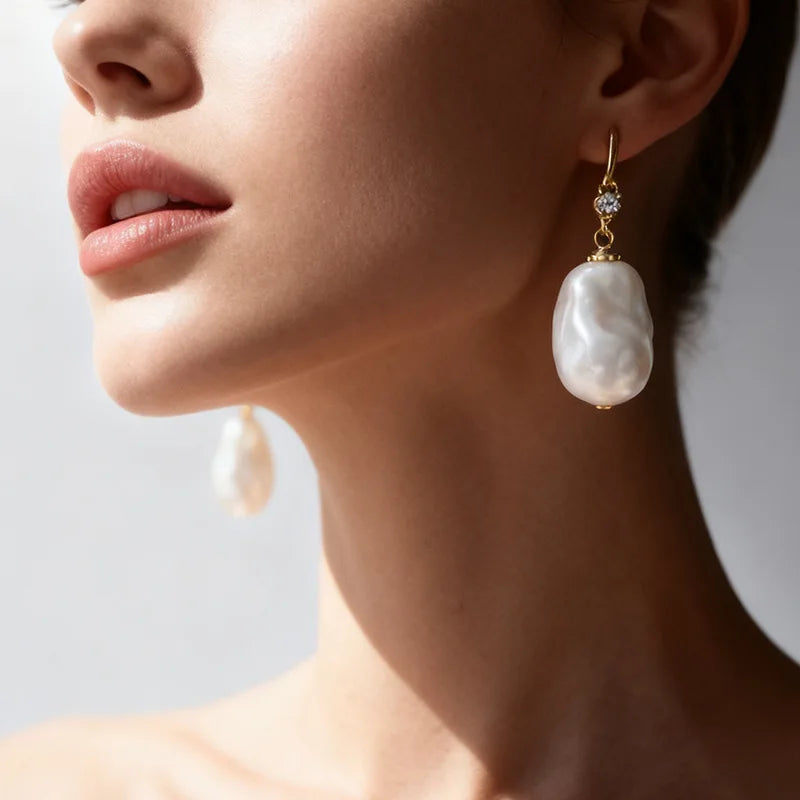 Antique Baroque Pearl Earrings Light Luxury High-end Retro All-match Fashion Elegant Ear Jewelry Cross-border New Arrival