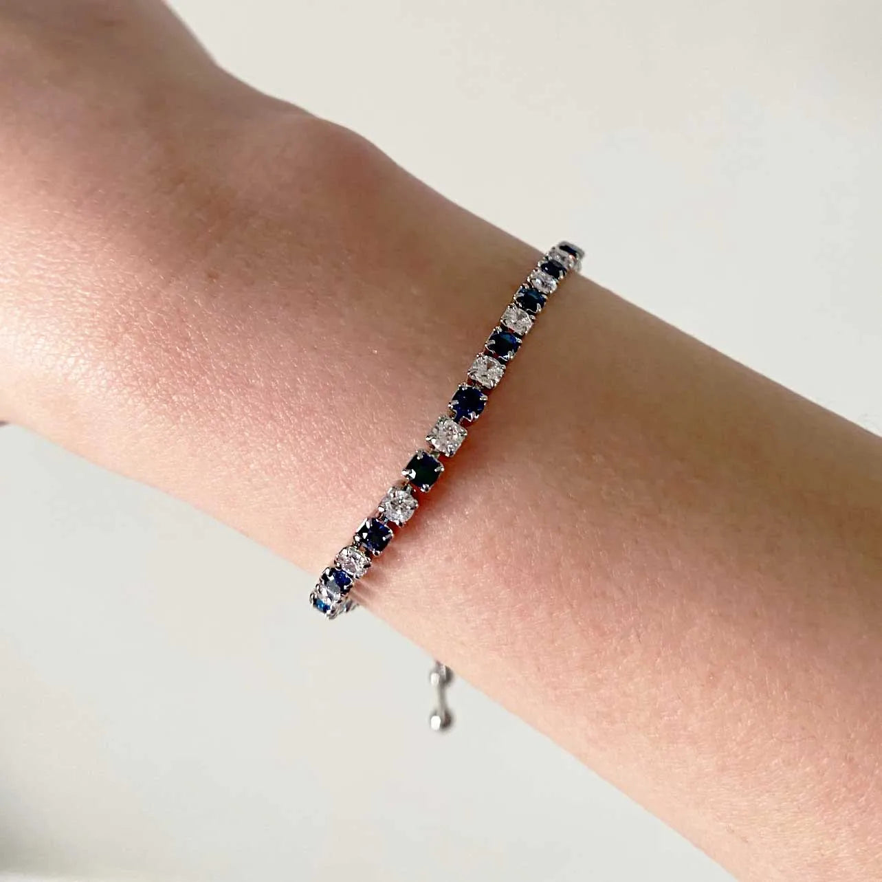 Tennis Bracelets For Women Simple Blue Round 3*3mm Zircon Rose Gold Color Female Bracelet Jewerlly Fashion Korean Gifts H055