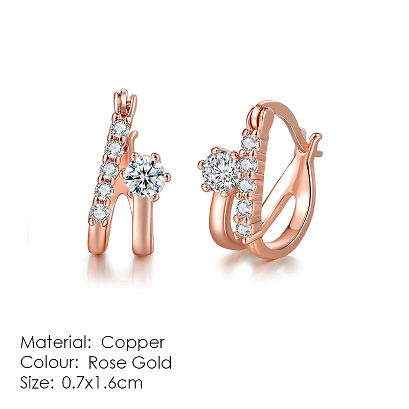 Stud Earrings For Women Classic Six Claw Clear AAA+Cubic Zirconia Rose Gold Color Fashion Jewelry For Female KAE094