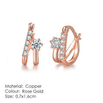 Stud Earrings For Women Classic Six Claw Clear AAA+Cubic Zirconia Rose Gold Color Fashion Jewelry For Female KAE094