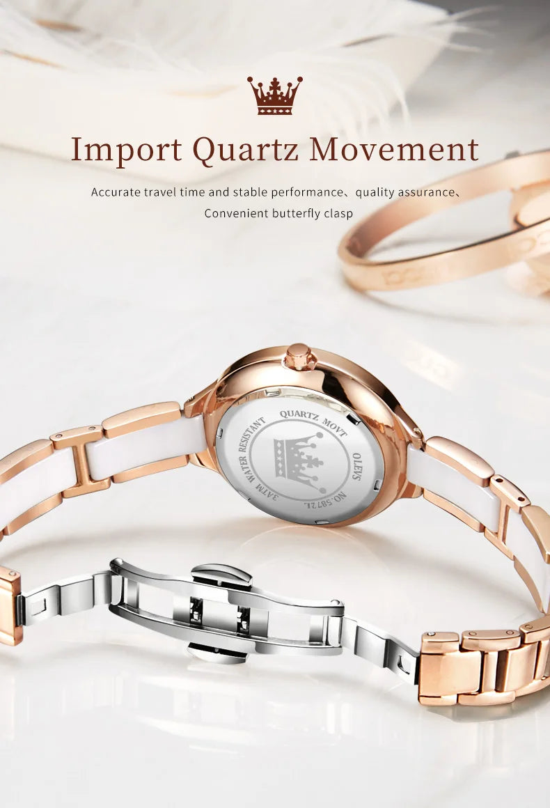 OLEVS 5872 Luxury Top Brand Watch For Women Waterproof Luminous Original Quartz Ladies Wristwatch Fashion Women's Watches