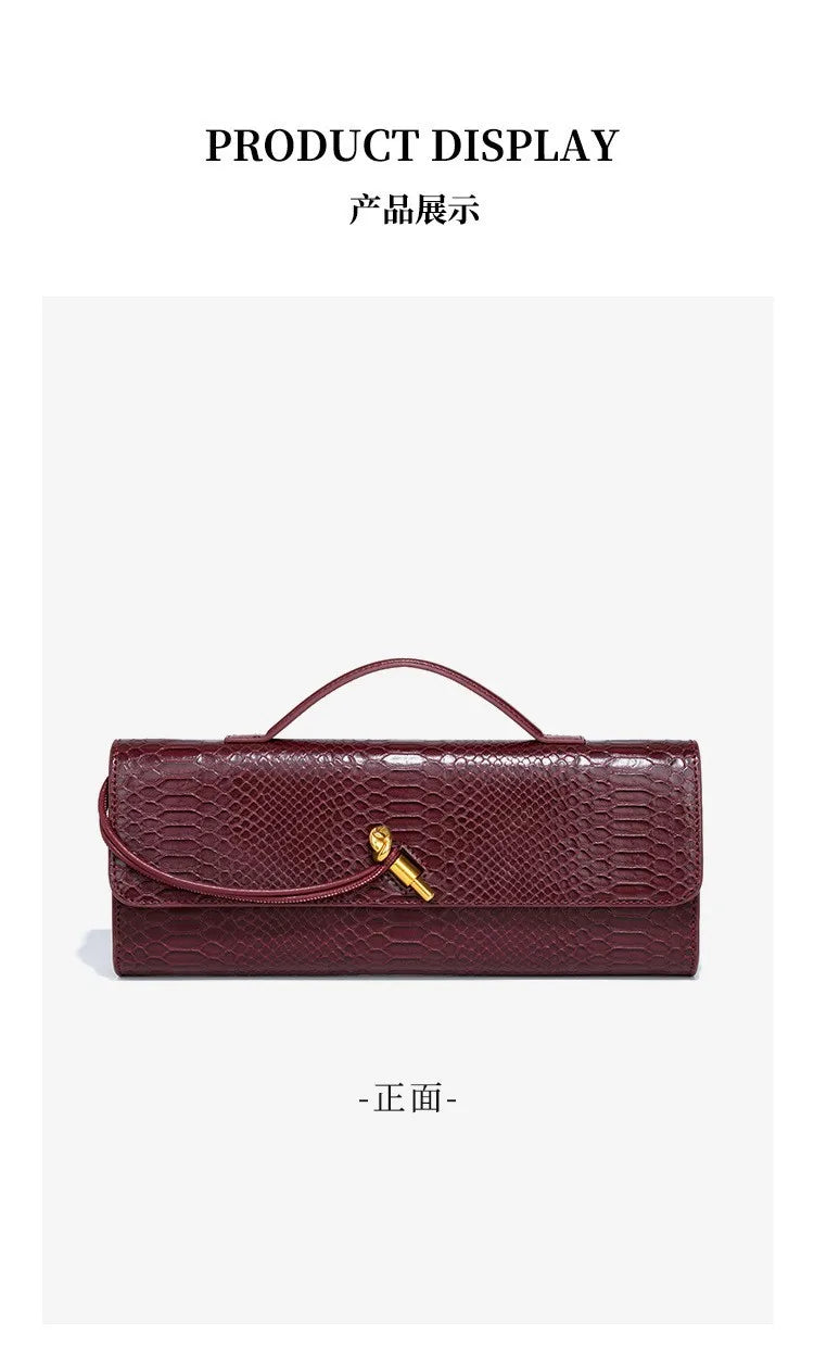Luxury Design Top-Handle Bag for Women Evening Handbag Long Purse PU Snakeskin Pattern Crossbody Shoulder Bags Fashion Outfits