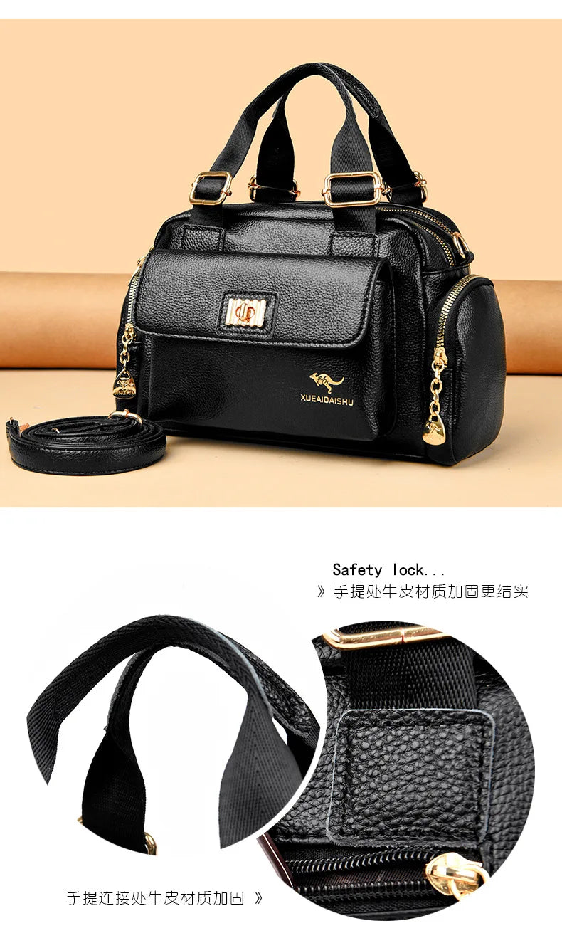 Luxury Designer Purse and Handbag Fashion High Quality Women's Shoulder Bag Large Capacity Soft Leather Locomotive Crossbody Bag