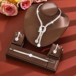 New jewelry set - fashionable, luxurious, heavy-duty, full of diamonds, necklace, earrings, bracelet - for brides and weddings.
