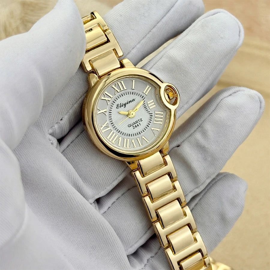 Elegant Ladies Wristwatch High-End Classic Aesthetic Alloy Steel Band Luxury Watch Stylish Timepiece for Women