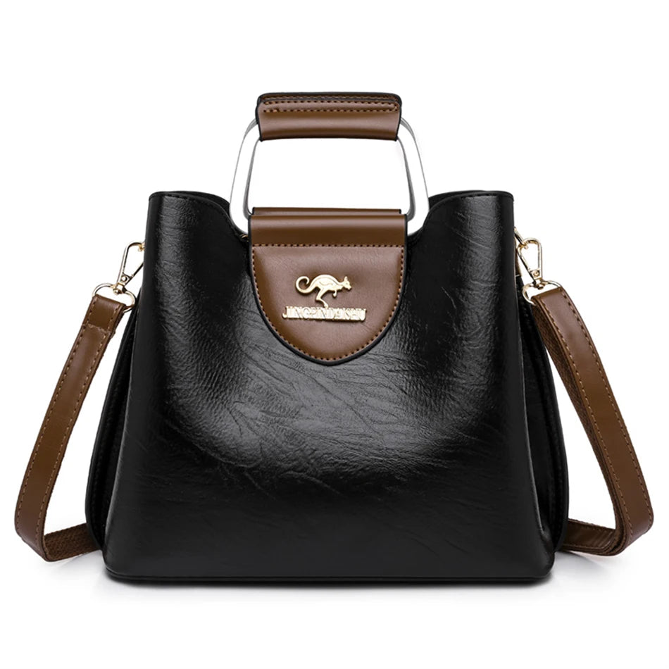 Vintage Luxe Leather Tote | Elegant Women's Shoulder & Crossbody Handbag