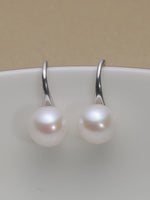 Classic 925 Sterling Silver Ear Hook Natural Freshwater Pearl Round Pearl Earring Jewelry 5A Earring Ear Hook Akoya Pearl EAT