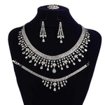 Luxurious Wedding Jewelry Sets HADIYANA Bridal Jewelery Drop Bracelet Earring Necklace And Ring Set BN8963 Dress  Accessories