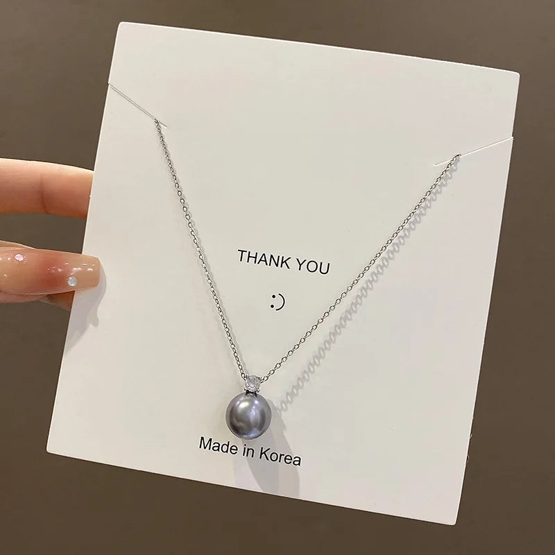 Women Pearl Pendant Necklace Minimalist Niche High-end Clavicle Chain Luxury Fashion Jewelry Accessories