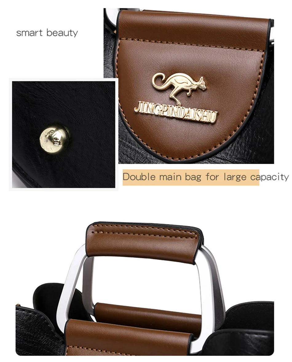 Vintage Luxe Leather Tote | Elegant Women's Shoulder & Crossbody Handbag