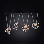 Pendant Heart Necklaces For Women Zircon Aesthetic Rose Flower Choker Chains Silver Color Gifts jewelry Wholesale N172