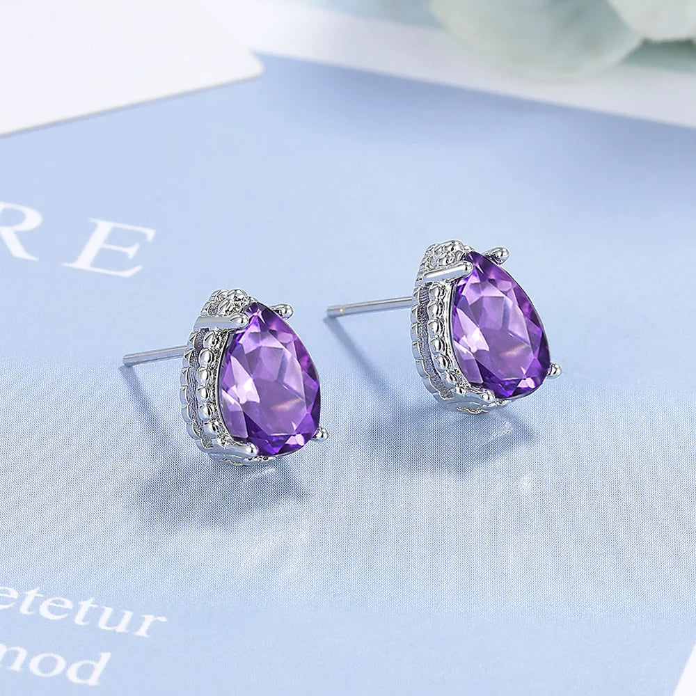 Drop Earrings Women Engagement Party Exquisite Ear Accessories Fashion Jewelry Temperament Sweet Pink Pear Cubic Zirconia