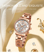OLEVS Women's Watches Top Brand Luxury Original Quartz Watch for Ladies Chronograph Waterproof Luminous Rhinestone Dial 24 Hour