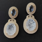 Big Round Drop Earrings Women Luxury Jewelry Shiny Zircon Wedding Bride Dinner Party Green Orange White Dangle Earrings